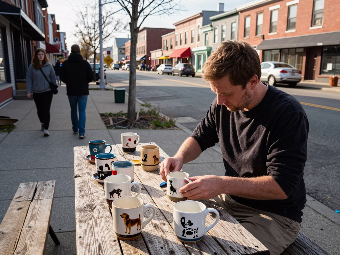 Arranging Mugs in Halifax in in Halifax, Nova Scotia, Canada