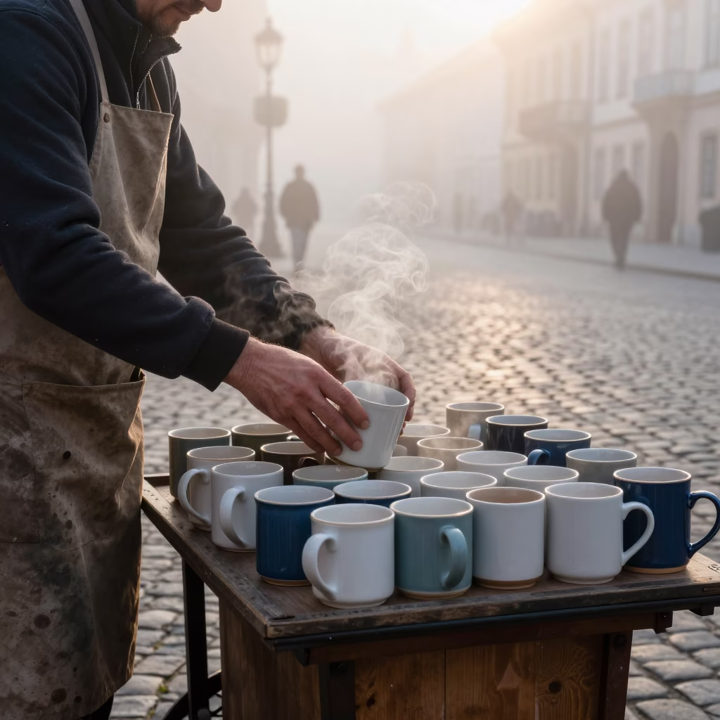 Arranging Mugs in Vienna in in Vienna, Austria