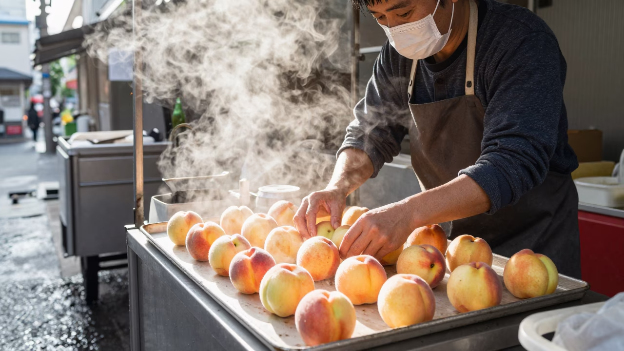 Arranging Nectarines in Sapporo in in Sapporo, Japan