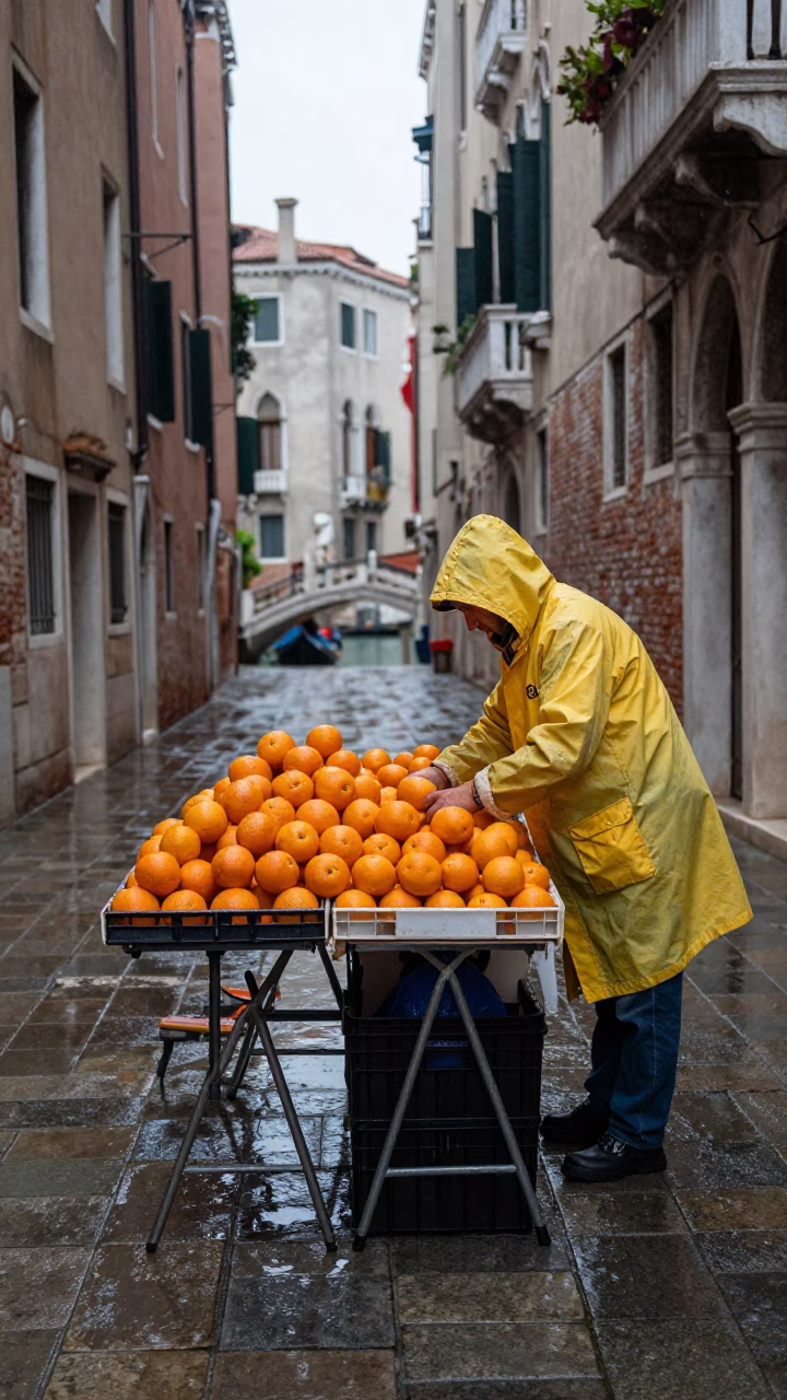 Arranging Oranges in Venice in in Venice, Italy