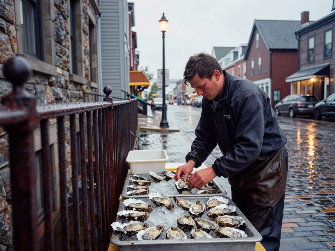 Arranging Oysters in Halifax in in Halifax, Nova Scotia, Canada