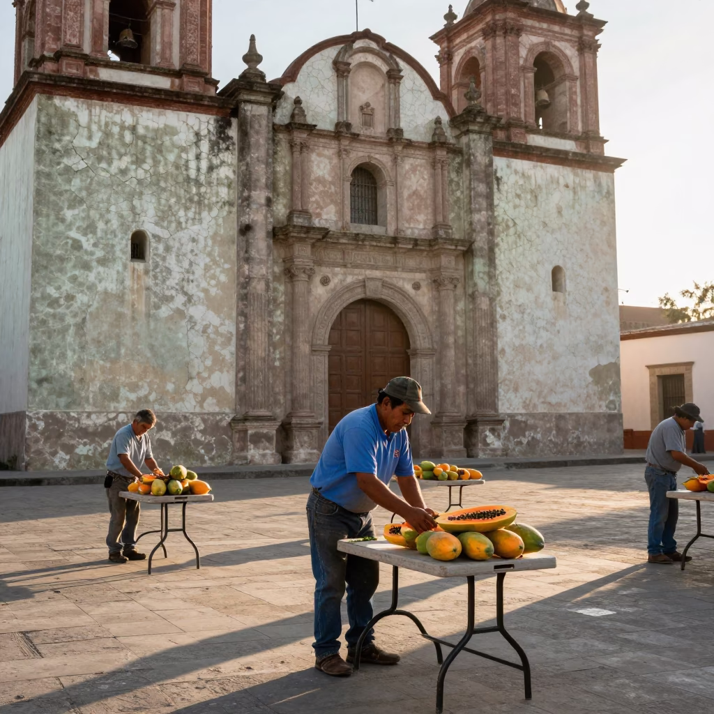 Arranging Papayas in Oaxaca in in Oaxaca, Mexico