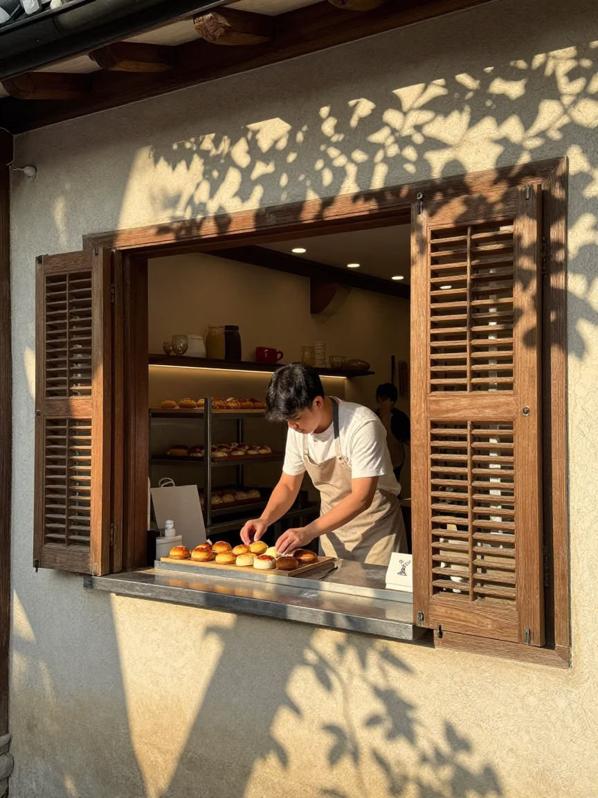 Arranging Pastries in Seoul in in Seoul, South Korea