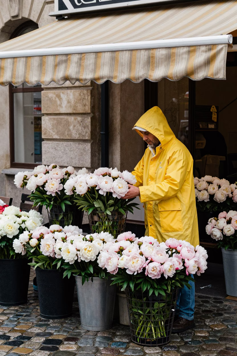 Arranging Peonies in Budapest in in Budapest, Hungary