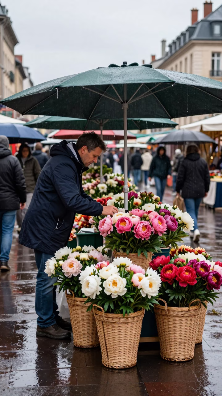 Arranging Peonies in Lyon in in Lyon, France