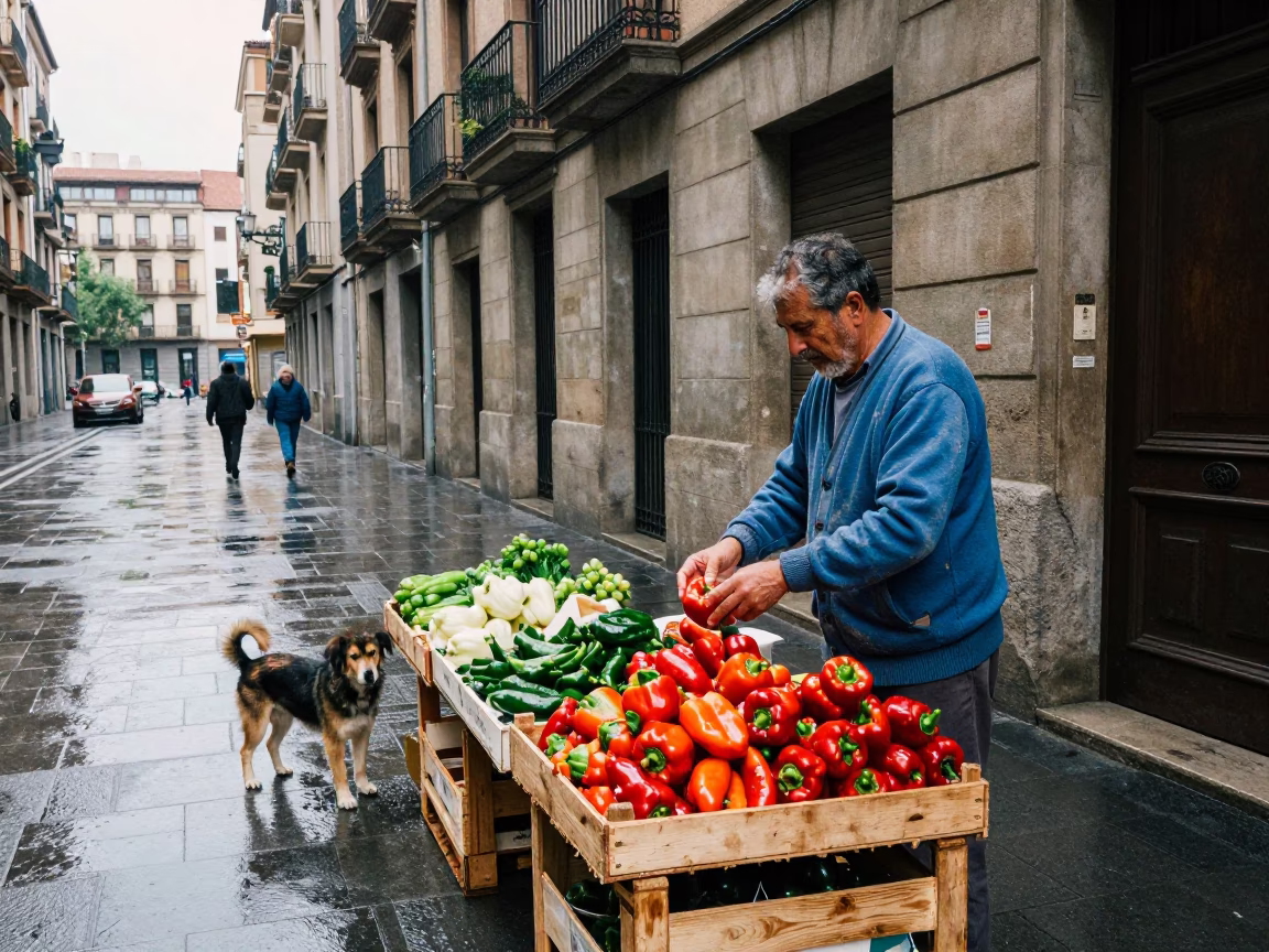 Arranging Peppers in Barcelona in in Barcelona, Spain