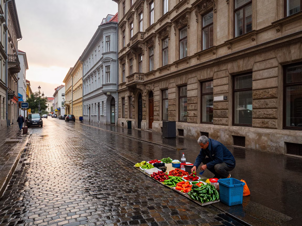 Arranging Peppers in Budapest in in Budapest, Hungary