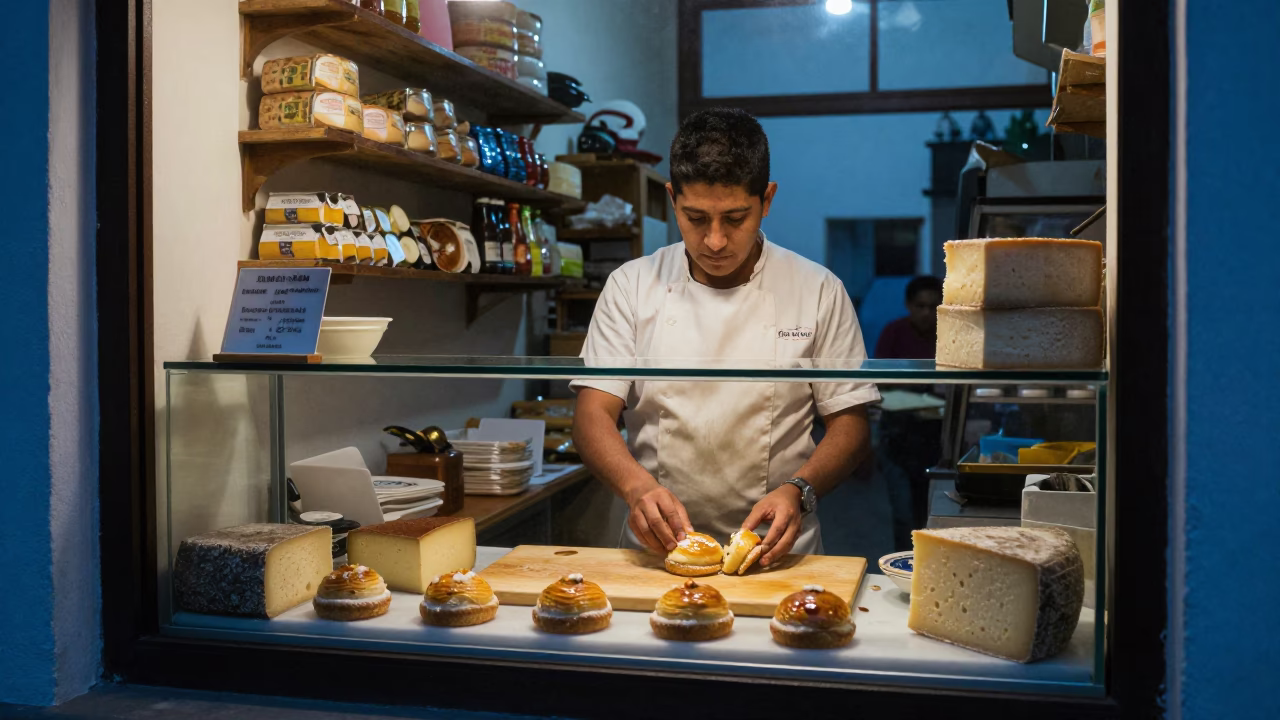 Arranging Picarones in Lima in in Lima, Peru