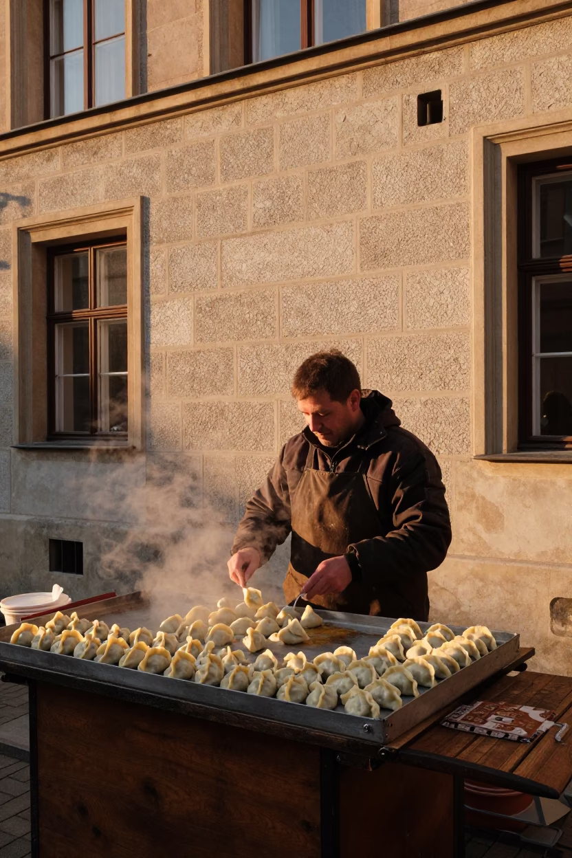 Arranging Pierogi in Krakow in in Krakow, Poland