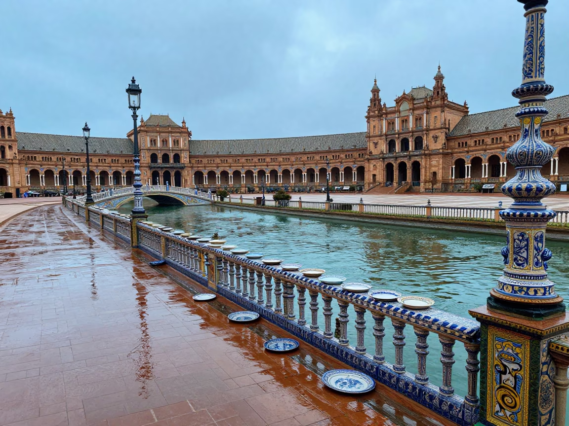 Arranging Plates in Seville in in Seville, Spain