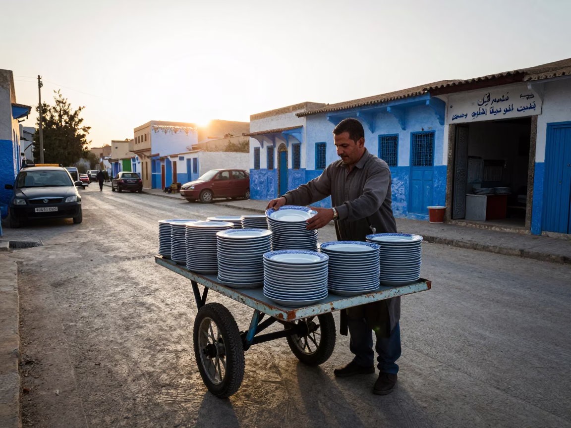 Arranging Plates in Tunis in in Tunis, Tunisia