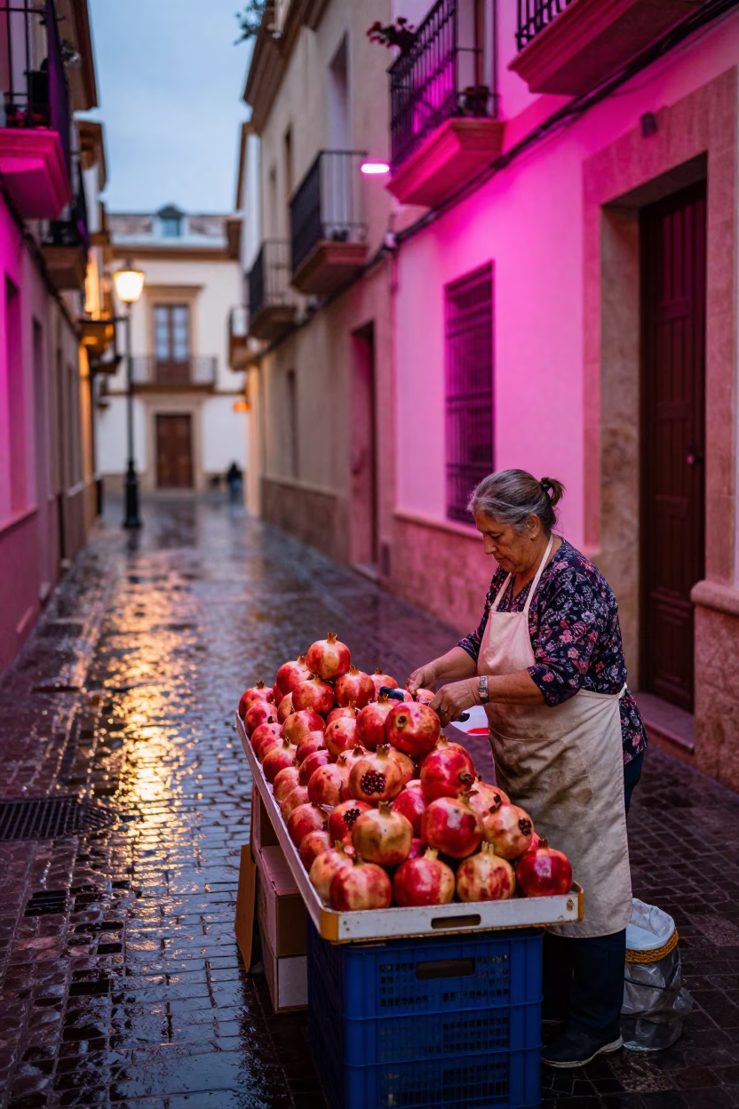 Arranging Pomegranates in Valencia in in Valencia, Spain