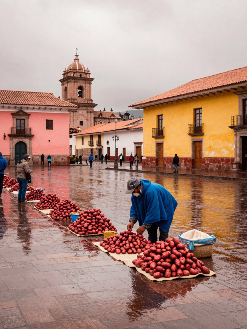 Arranging Potatoes in Cusco in in Cusco, Peru