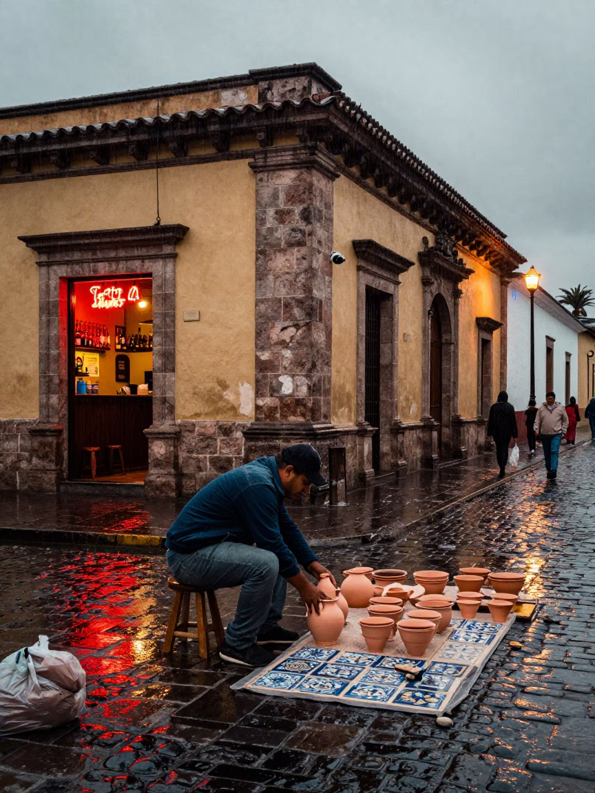 Arranging Pottery in Quito in in Quito, Ecuador