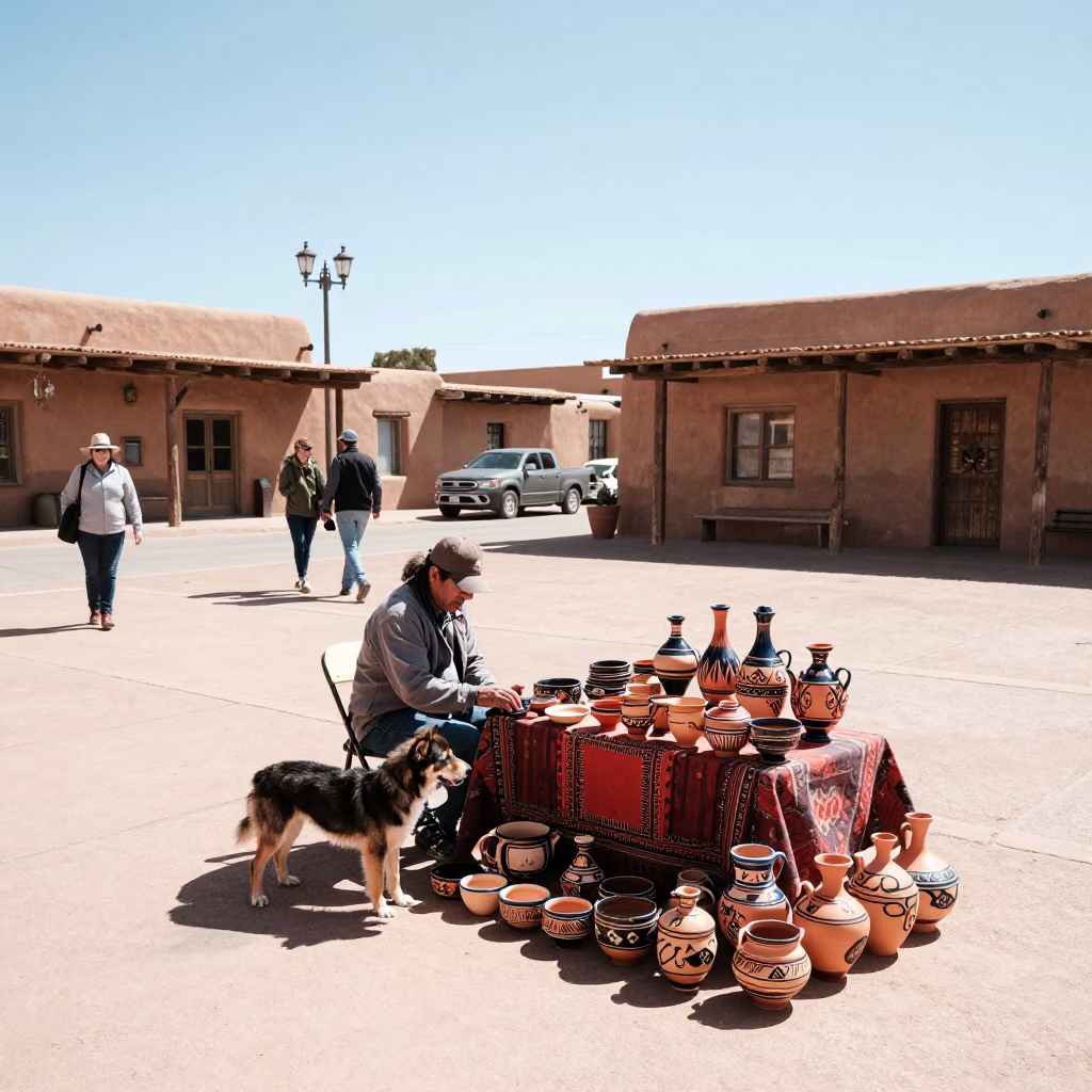 Arranging Pottery in Santa Fe in in Santa Fe, New Mexico, United States
