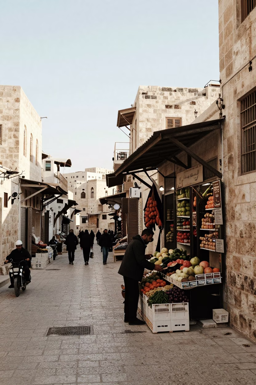 Arranging Produce in Amman in in Amman, Jordan