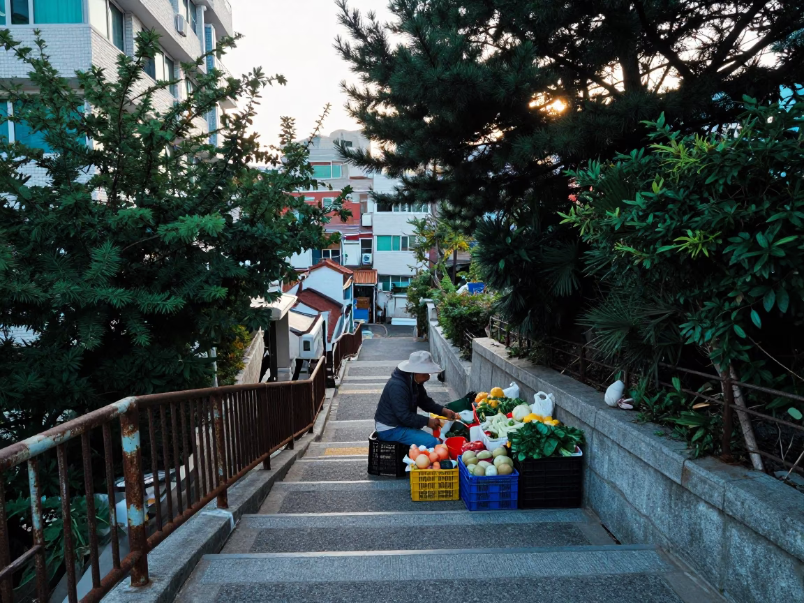 Arranging Produce in Busan in in Busan, South Korea
