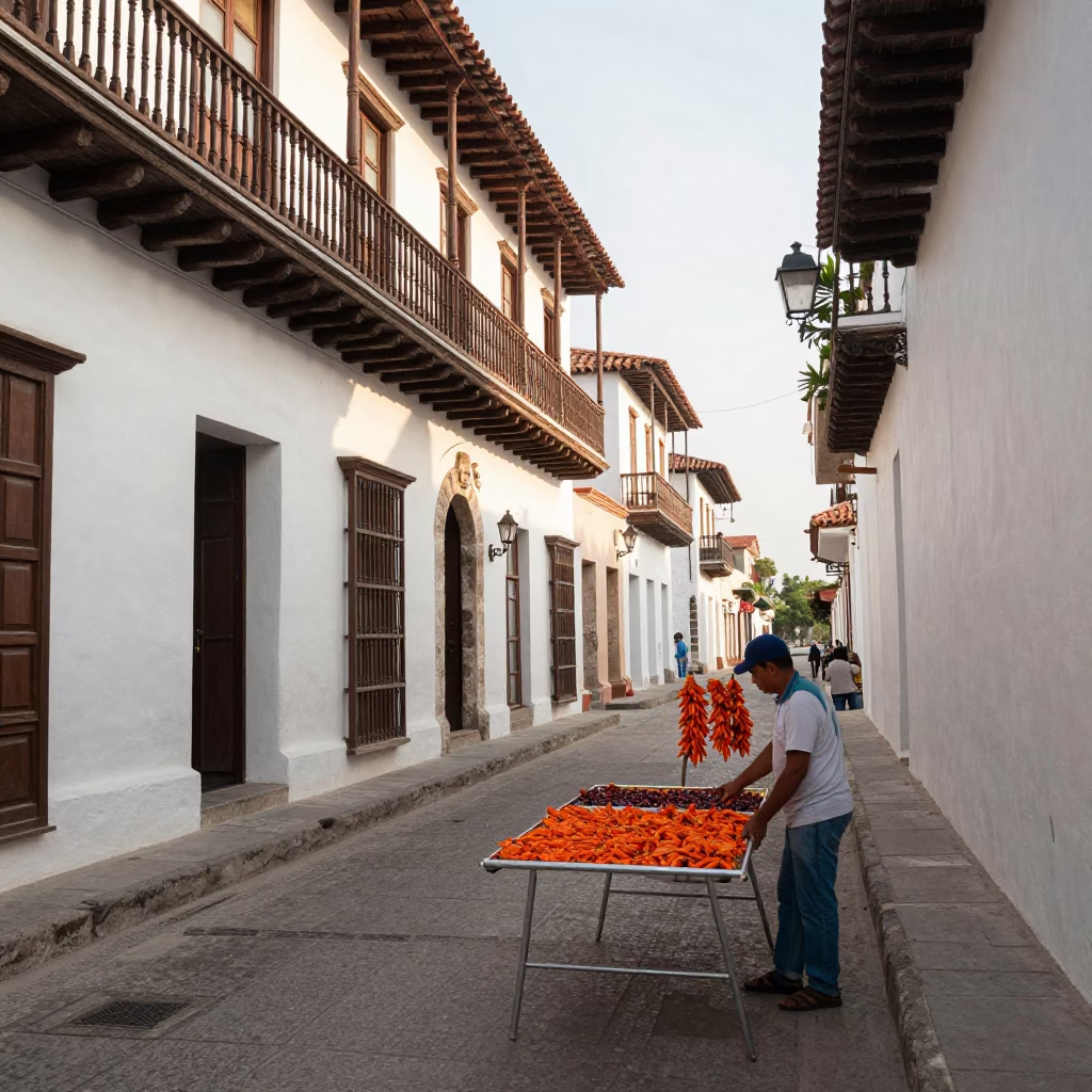 Arranging Produce in Cartagena in in Cartagena, Colombia