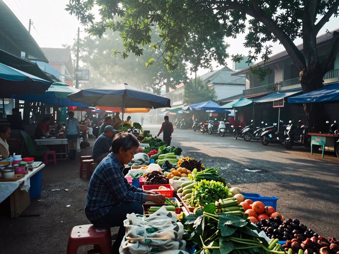 Arranging Produce in Chiang Mai in in Chiang Mai, Thailand