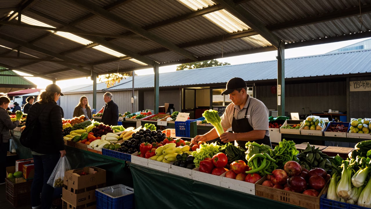 Arranging Produce in Christchurch in in Christchurch, New Zealand