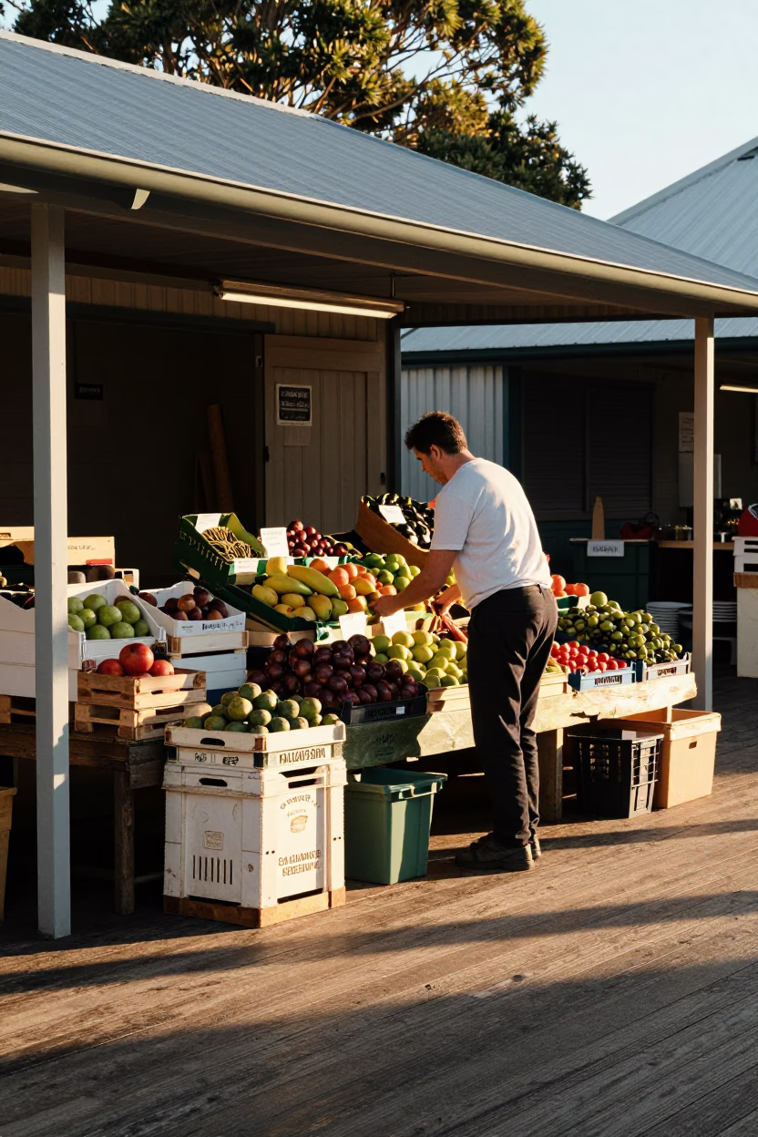 Arranging Produce in Hobart in in Hobart, Tasmania, Australia