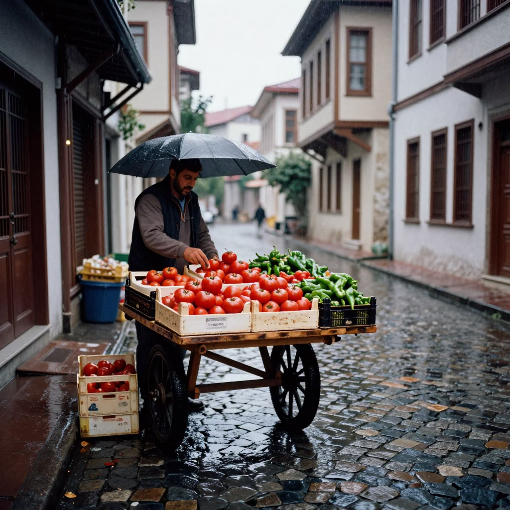 Arranging Produce in Izmir in in Izmir, Turkey