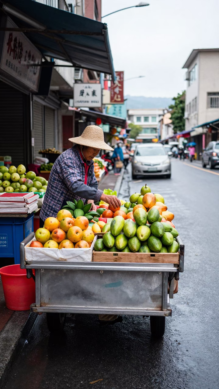 Arranging Produce in Kaohsiung in in Kaohsiung, Taiwan