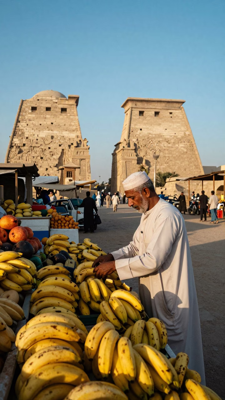 Arranging Produce in Luxor in in Luxor, Egypt