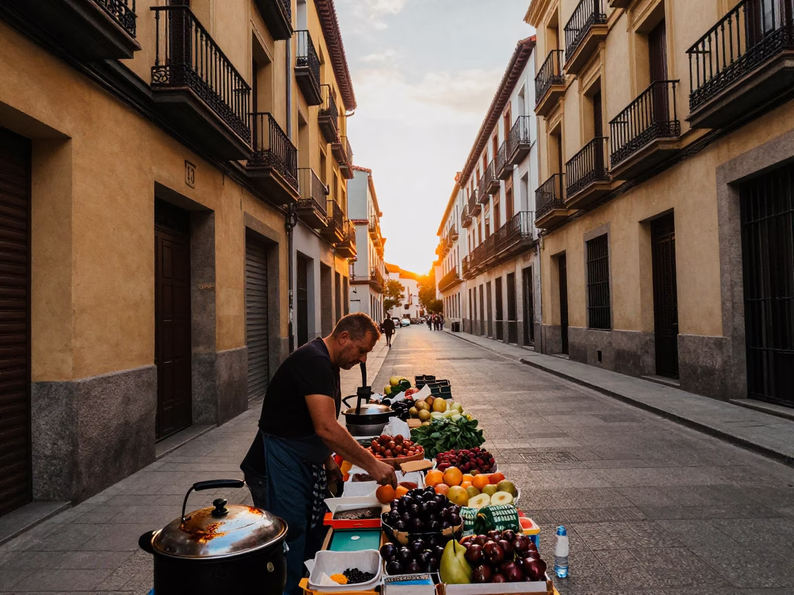Arranging Produce in Madrid in in Madrid, Spain