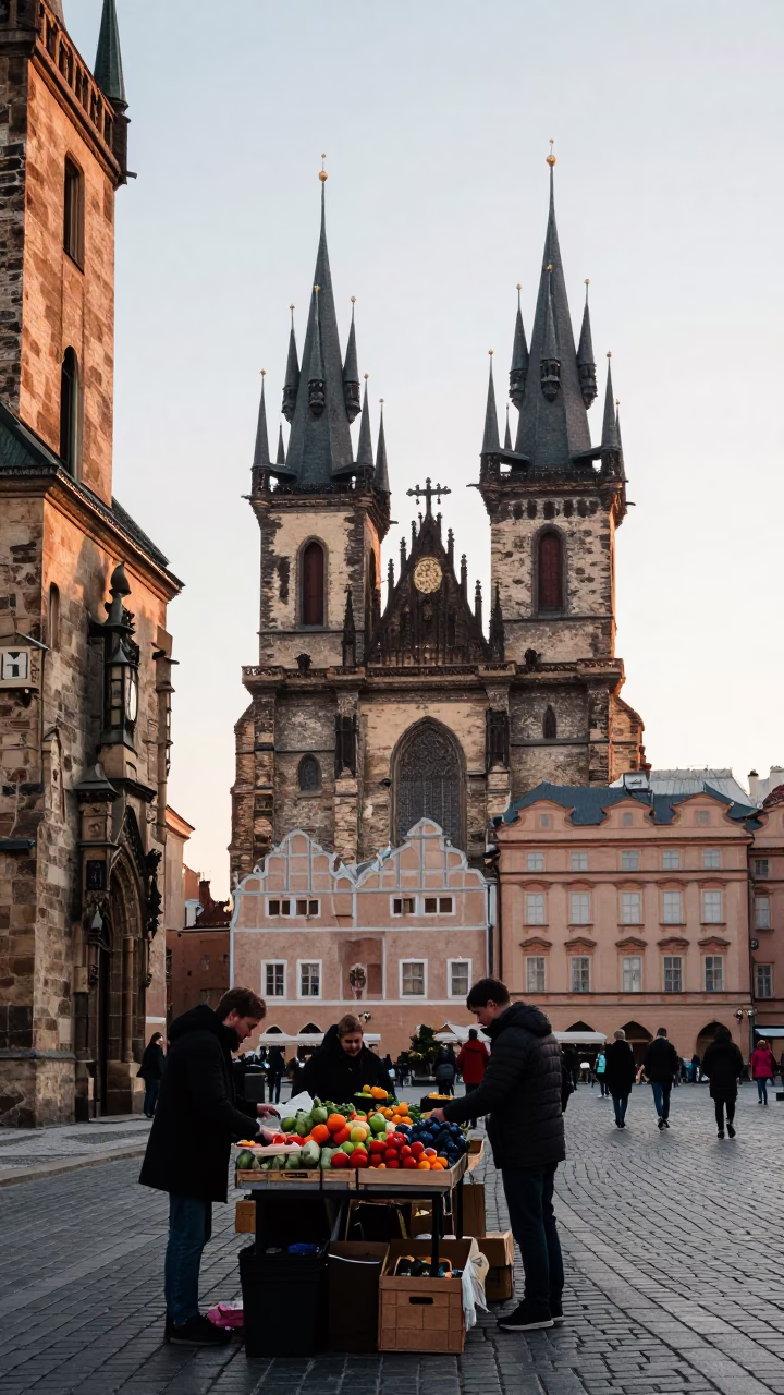 Arranging Produce in Prague in in Prague, Czech Republic