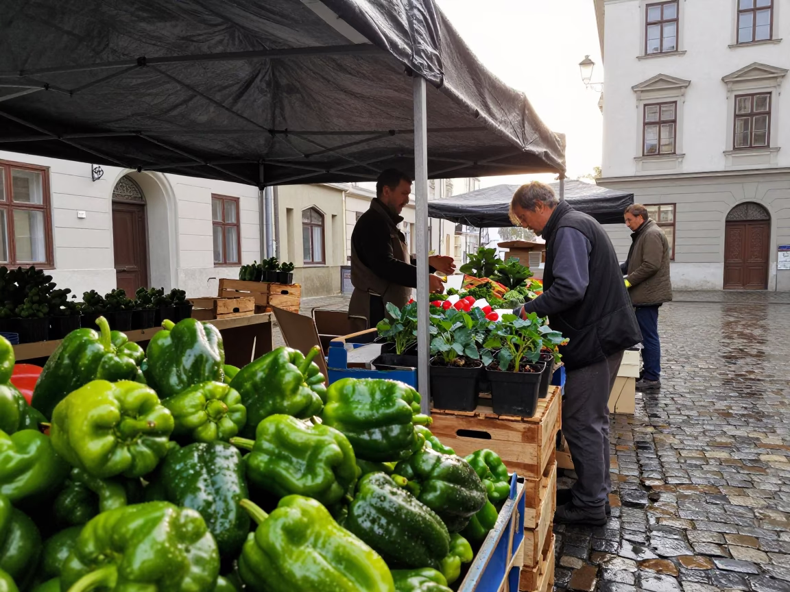 Arranging Produce in Vienna in in Vienna, Austria
