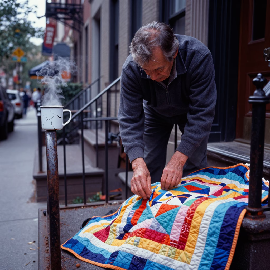 Arranging Quilt in New York in in New York, New York, United States