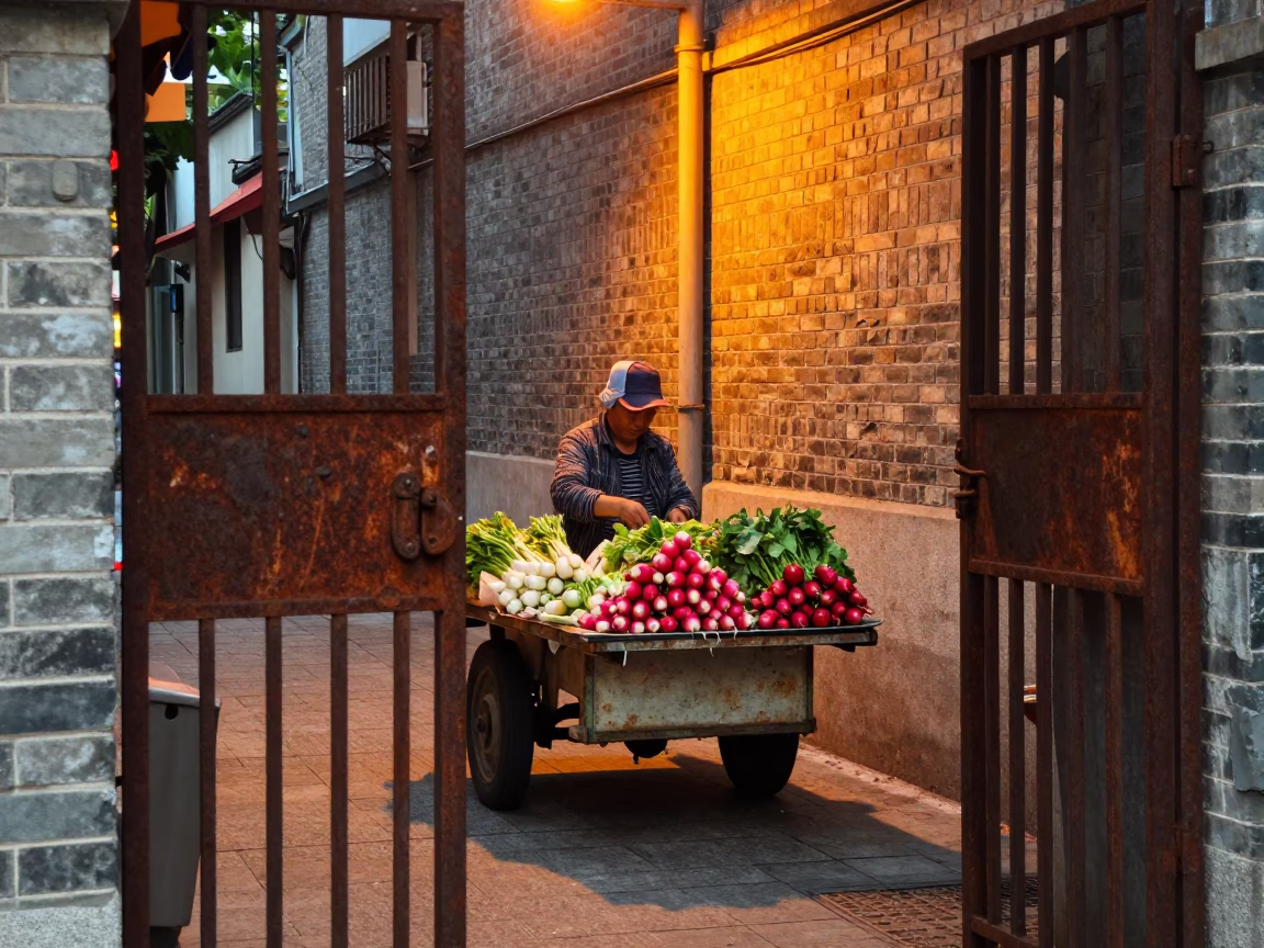 Arranging Radishes in Shanghai in in Shanghai, China