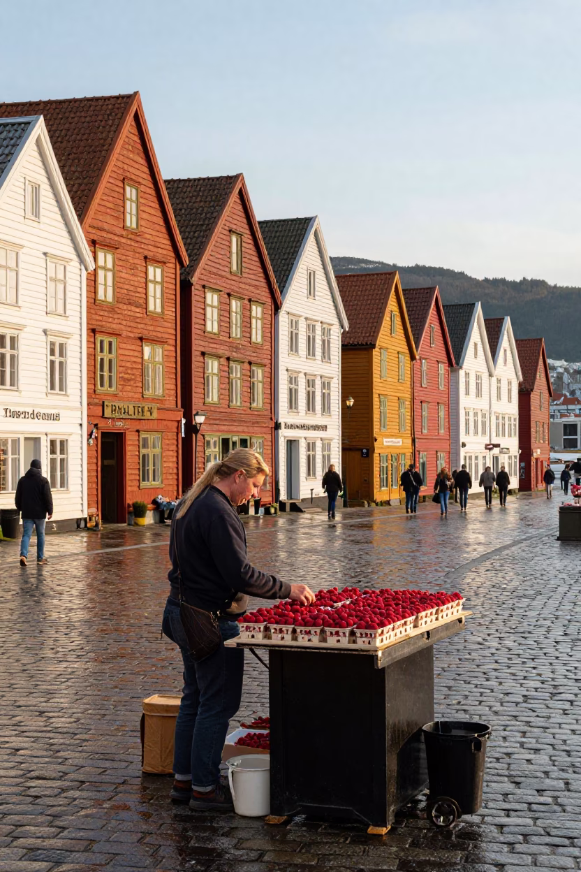 Arranging Raspberries in Bergen in in Bergen, Norway