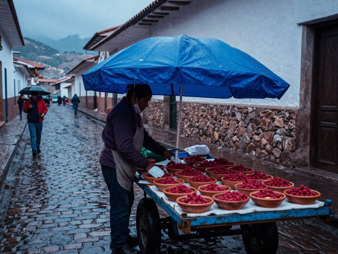 Arranging Raspberries in Cusco in in Cusco, Peru