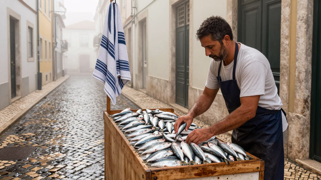 Arranging Sardines in Lisbon in in Lisbon, Portugal