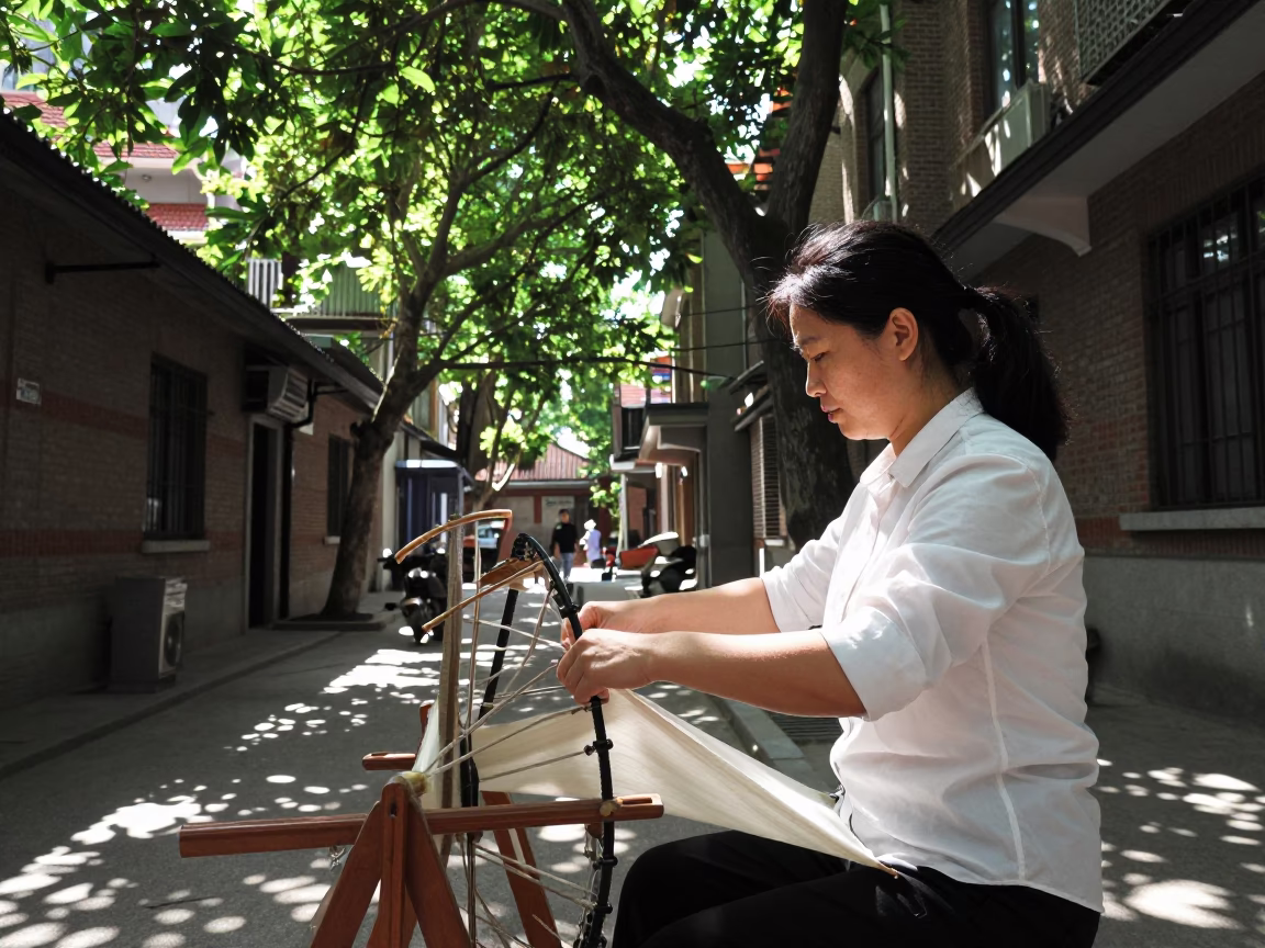 Arranging Silk in Shanghai in in Shanghai, China