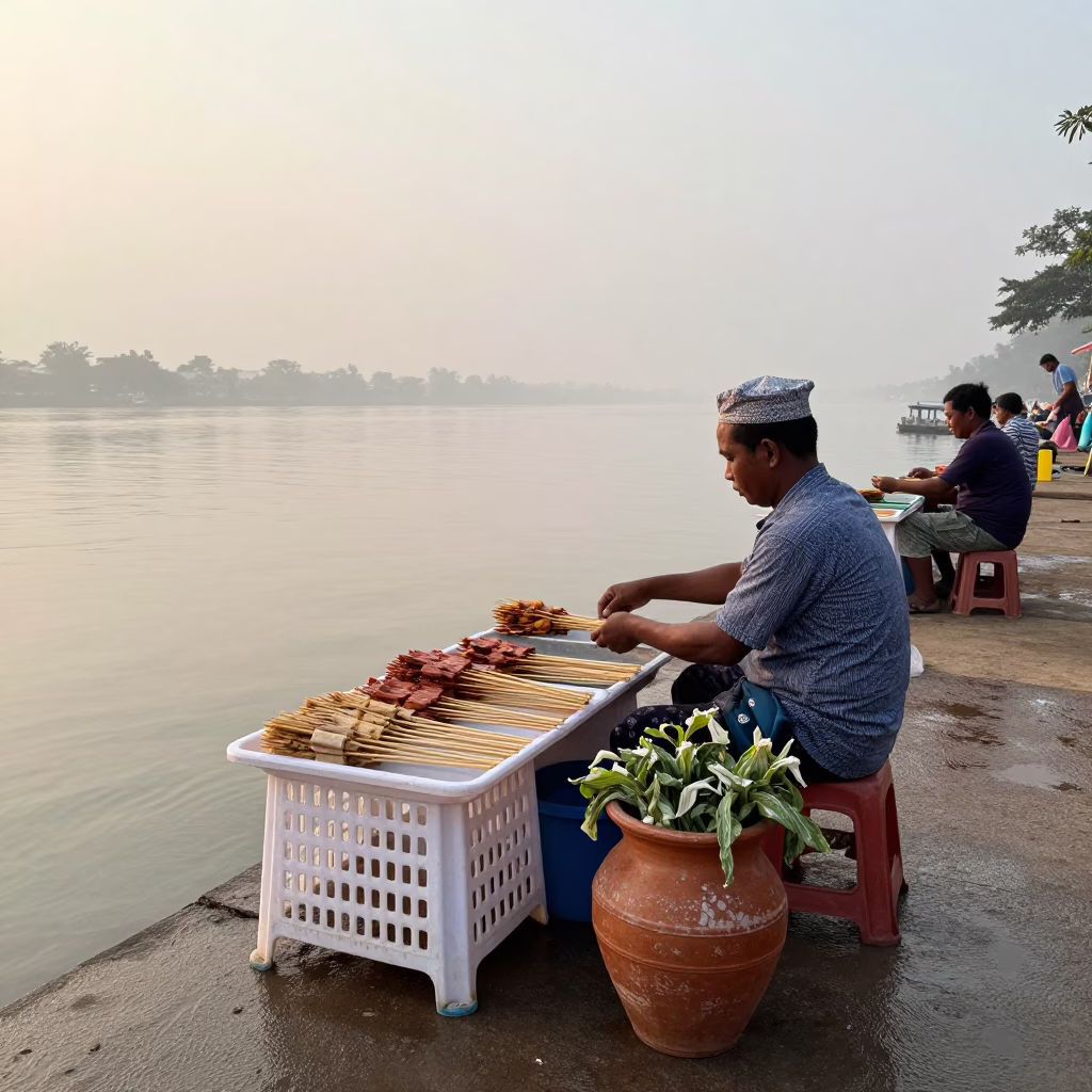 Arranging Skewers in Phnom Penh in in Phnom Penh, Cambodia