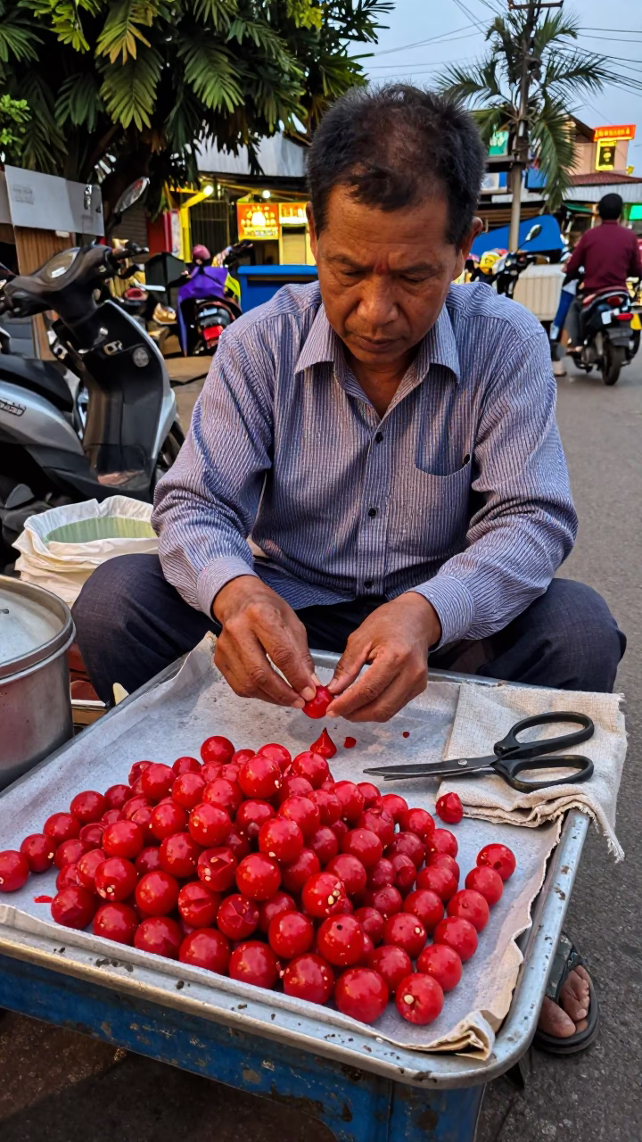 Arranging Snacks in Phnom Penh in in Phnom Penh, Cambodia