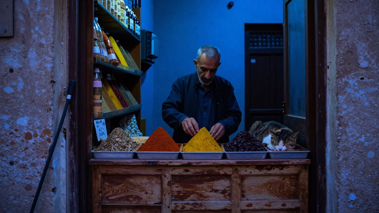 Arranging Spices in Alexandria in in Alexandria, Egypt