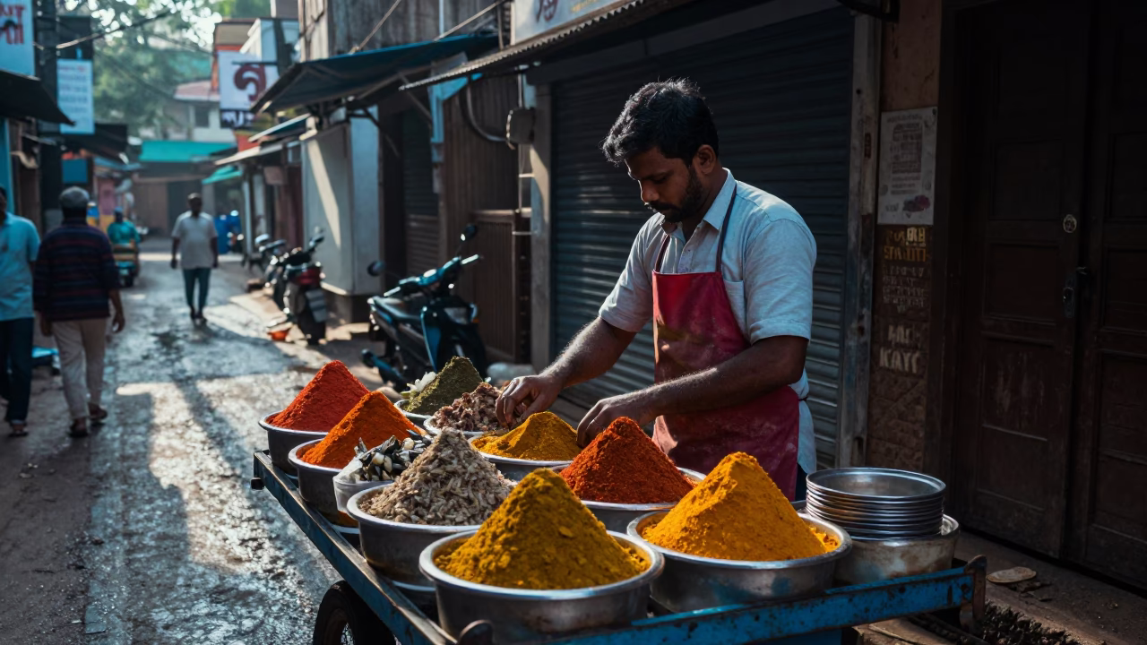 Arranging Spices in Kochi in in Kochi, India