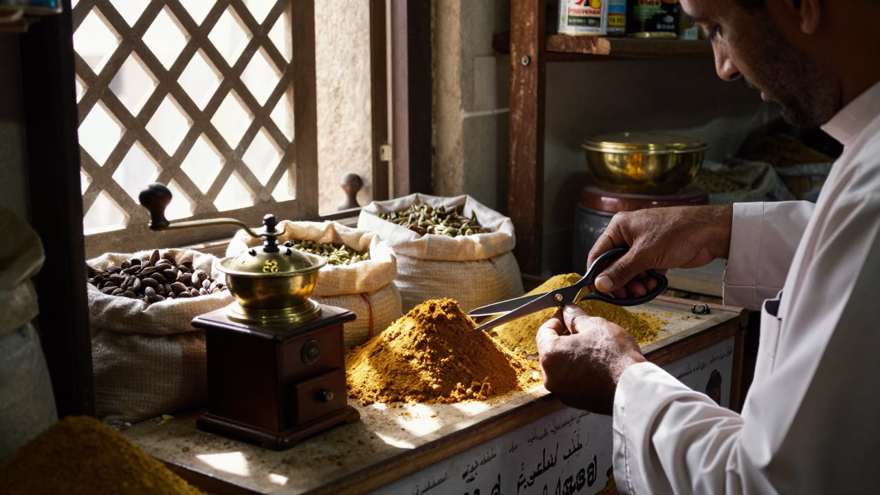 Arranging Spices in Muscat in in Muscat, Oman