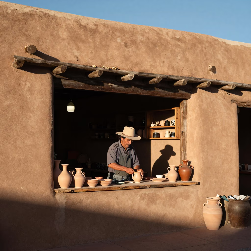Arranging Stoneware in Santa Fe in in Santa Fe, New Mexico, United States