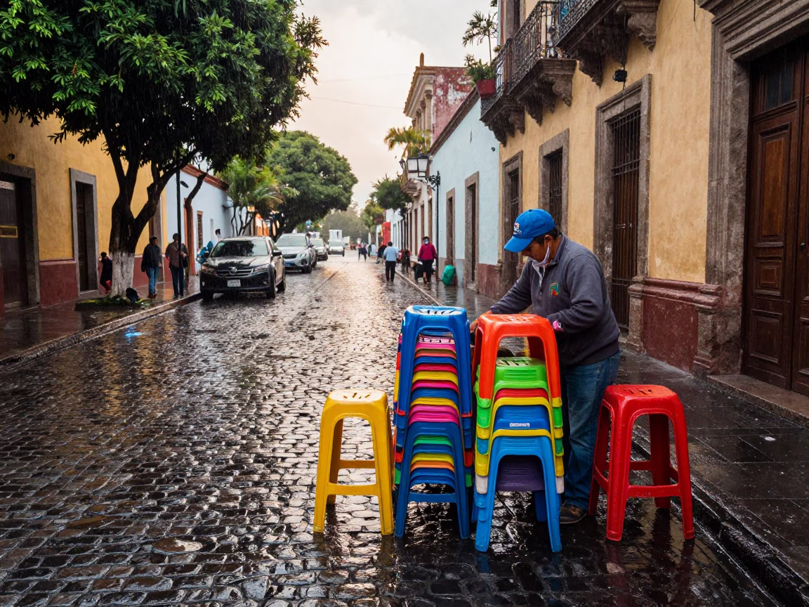 Arranging Stools in Mexico City in in Mexico City, Mexico
