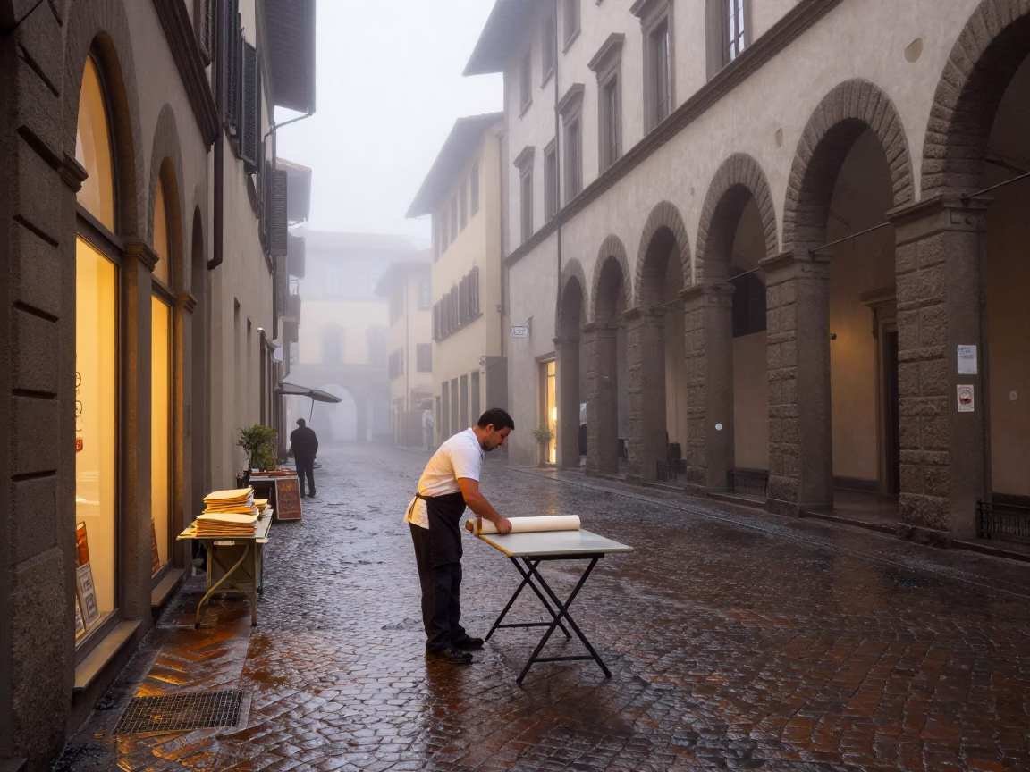 Arranging Tables in Florence in in Florence, Italy