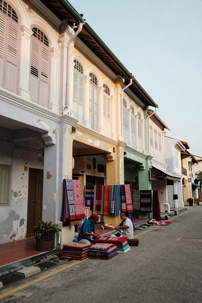 Arranging Textiles in George Town in in George Town, Malaysia