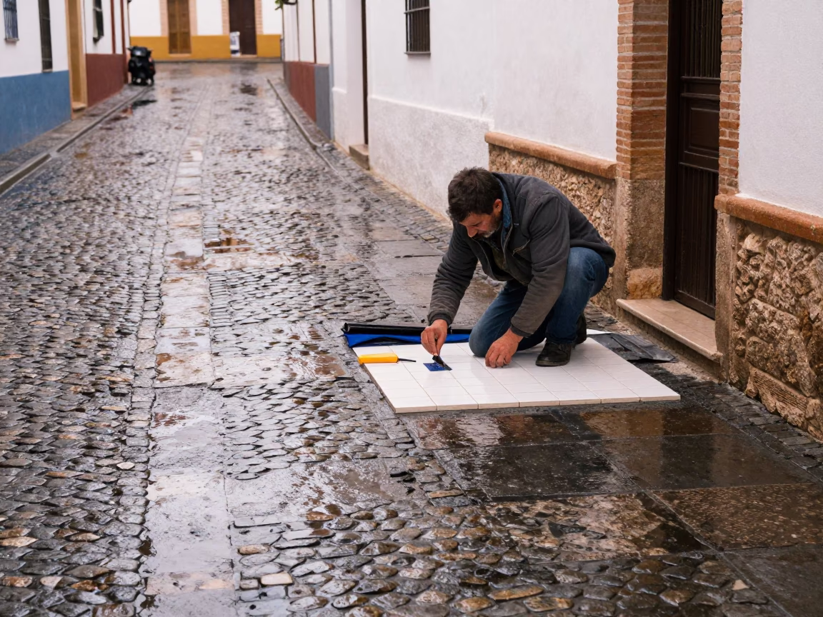Arranging Tiles in Granada in in Granada, Spain
