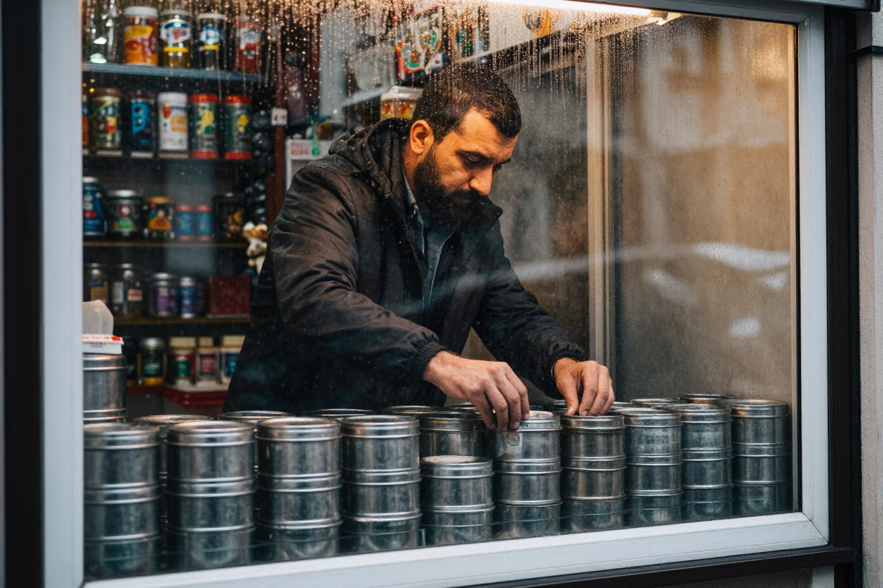 Arranging Tins in Istanbul in in Istanbul, Turkey