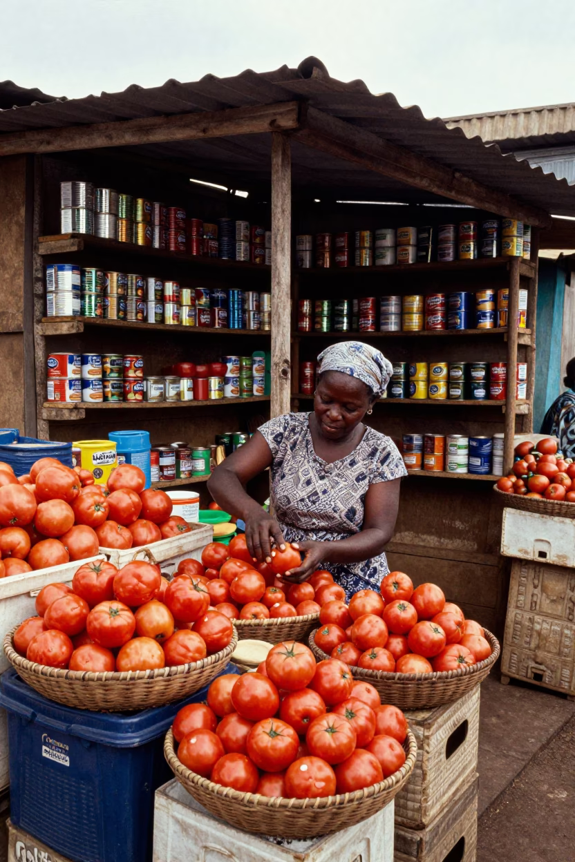 Arranging Tomatoes in Nairobi in in Nairobi, Kenya