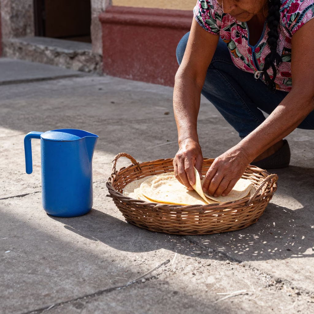 Arranging Tortillas in Guadalajara in in Guadalajara, Mexico